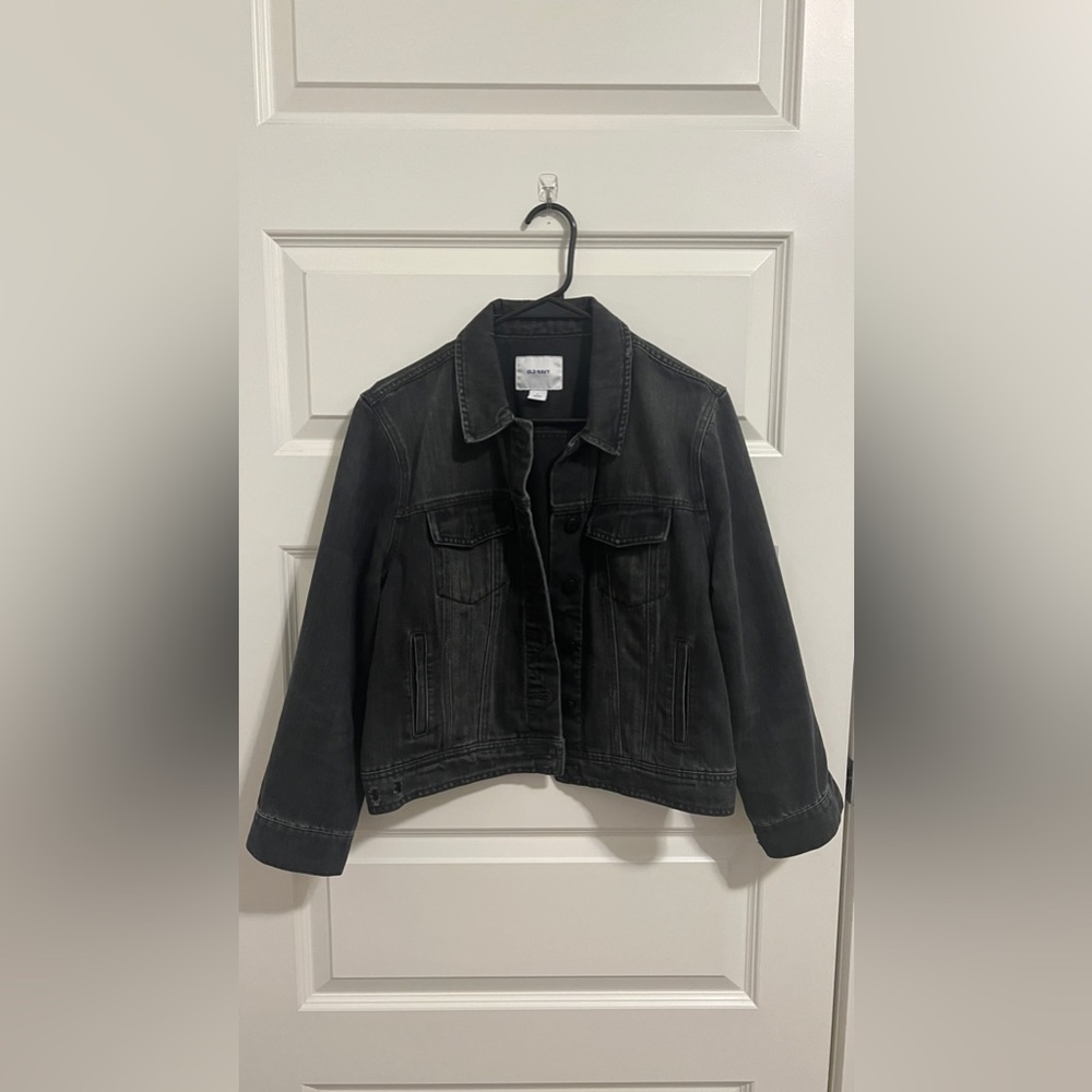 Old Navy black jean jackets in size Large Petite